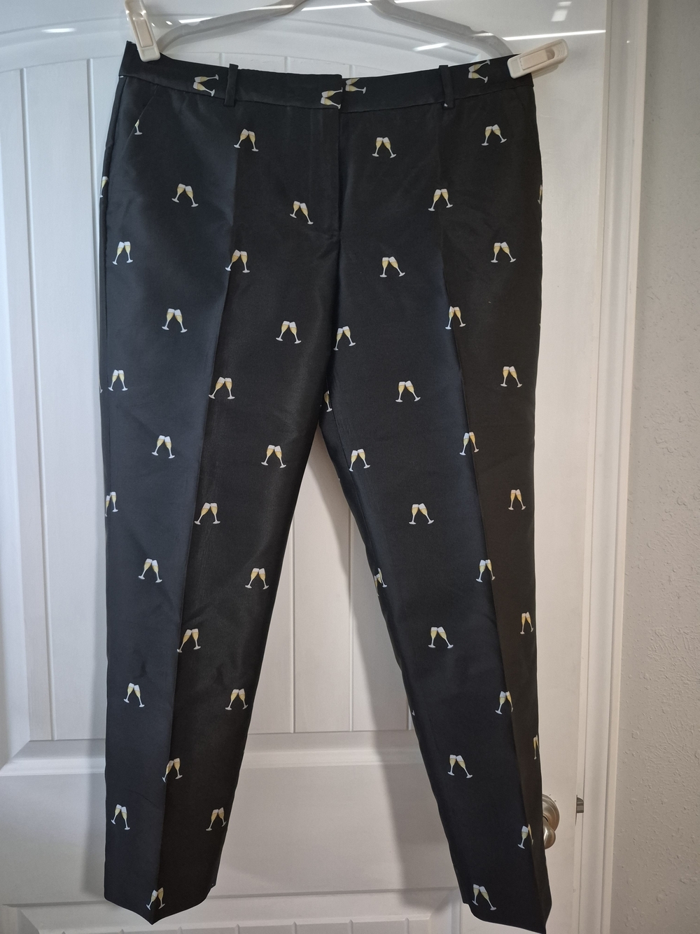 Talbots RSVP Women’s Size 14 Black Champagne Glass Print Pants Cocktail Party